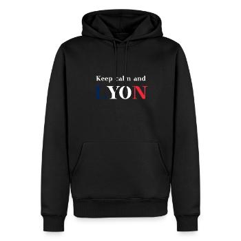 Keep calm and Lyon Geschenkidee Frankreich lustig - Männer Premium Bio Hoodie - Schwarz - Vorne - Nico (187cm)