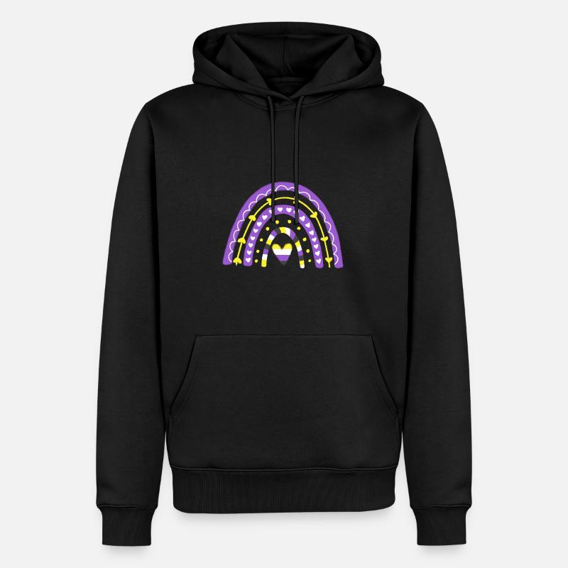Nonbinary Pride Boho-Regenbogen - Männer Premium Bio Hoodie - Schwarz