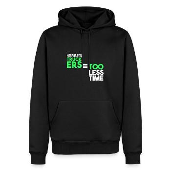 Horror für Trucker: zu wenig Zeit - Männer Premium Bio Hoodie - Schwarz - Vorne - Nico (187cm)