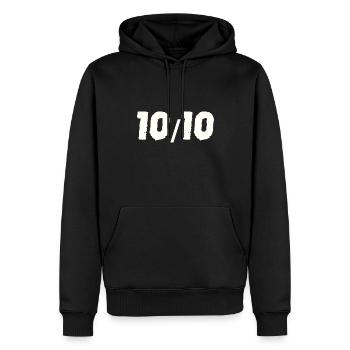 10/10 zehn von zehn 10 out of 10 Geschenkidee - Männer Premium Bio Hoodie - Schwarz - Vorne - Nico (187cm)