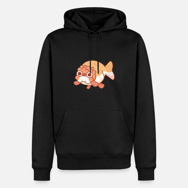 Mignon Derpy Ranchu Goldfish Doodle - Sweat à capuche Premium bio Homme - noir