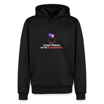 Unser Status: es ist kompliziert - Männer Premium Bio Hoodie - Schwarz - Vorne - Nico (187cm)
