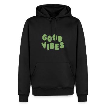 Good Vibes - Männer Premium Bio Hoodie - Schwarz - Vorne - Nico (187cm)