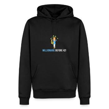 Millionär vor 42! - Männer Premium Bio Hoodie - Schwarz - Vorne - Nico (187cm)