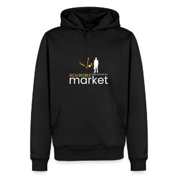 rich people understand markets - Men’s Premium Organic Hoodie - black - Front - Nico (187cm)