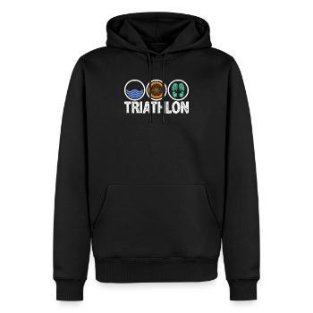 Triathlon Swimming Cycling Running Gift - Men’s Premium Organic Hoodie - black - Front - Nico (187cm)