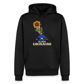 tournesol slava ukraini stand avec ukraine kiev - Sweat à capuche Premium bio Homme - noir - Devant - Nico (187cm)