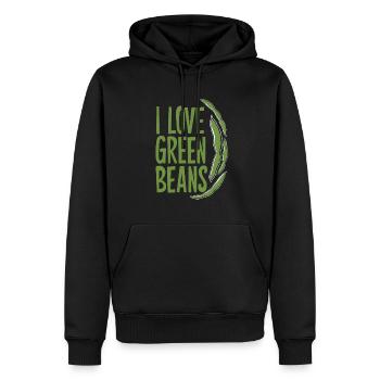 Grüne Bohnen - Männer Premium Bio Hoodie - Schwarz - Vorne - Nico (187cm)