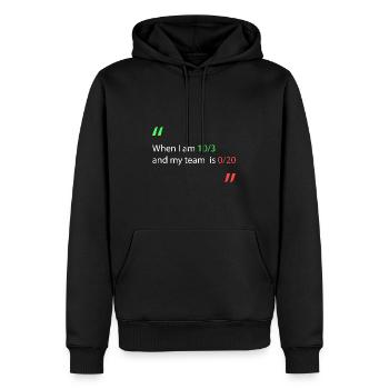Quand je suis en tête contre mon équipe - Sweat à capuche Premium bio Homme - noir - Devant - Nico (187cm)