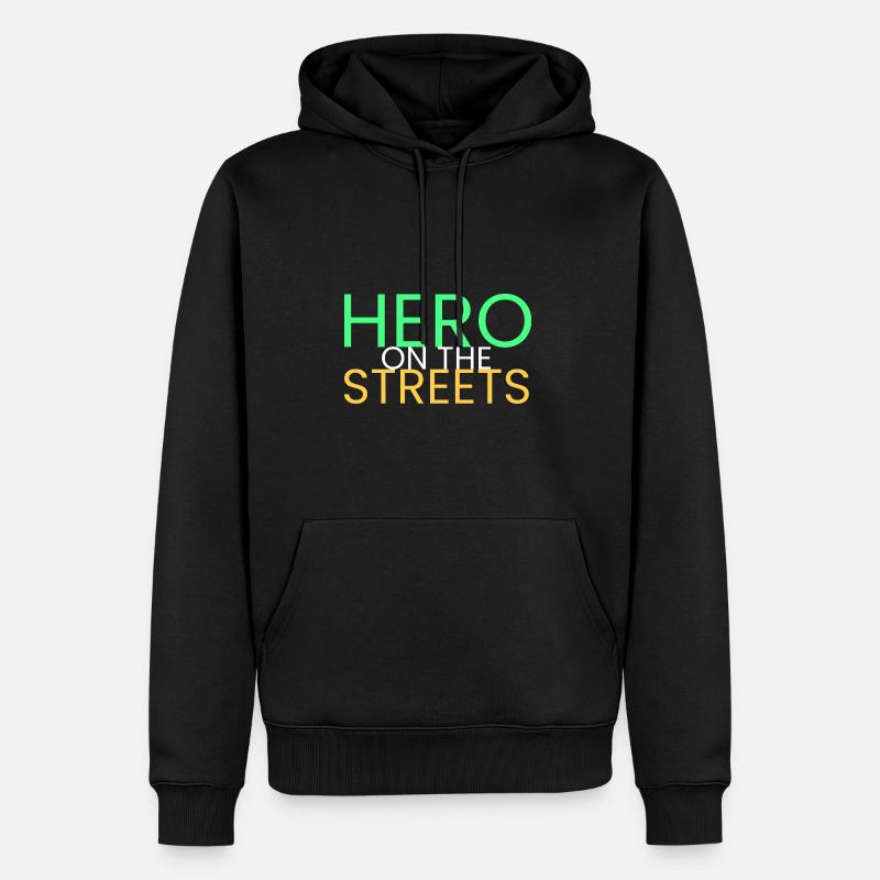Held auf der Straße - Männer Premium Bio Hoodie - Schwarz