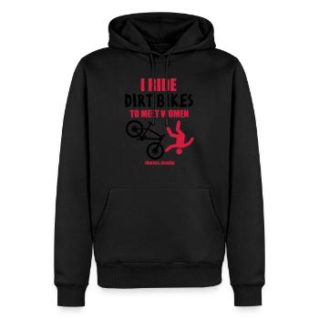 I ride bikes to meet women. Nurses mostly - Männer Premium Bio Hoodie - Schwarz - Vorne - Nico (187cm)