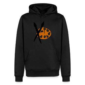 Artistes - peintres - Brosses - Sweat à capuche Premium bio Homme - noir - Devant - Nico (187cm)