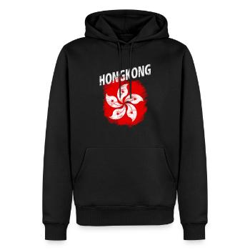 Hongkong - Männer Premium Bio Hoodie - Schwarz - Vorne - Nico (187cm)