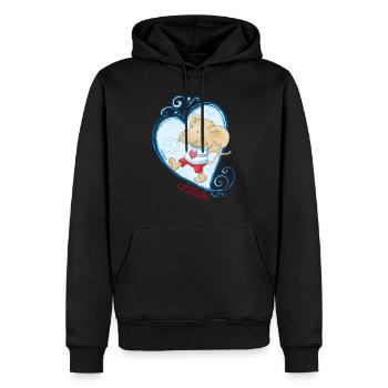 Lillebi_cœur_bleu - Sweat à capuche Premium bio Homme - noir - Devant - Nico (187cm)