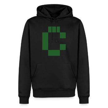 Logo - pixel - Sweat à capuche Premium bio Homme - noir - Devant - Nico (187cm)