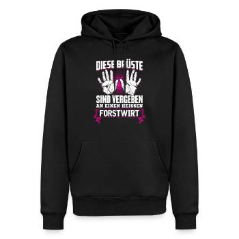 FORSTWIRT - Brüste - Männer Premium Bio Hoodie - Schwarz - Vorne - Nico (187cm)
