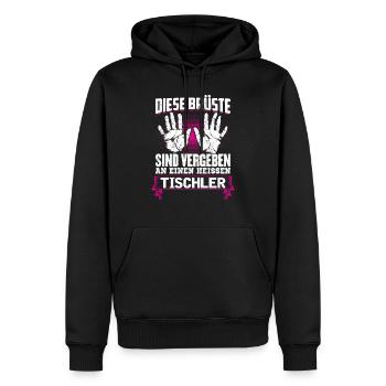 TISCHLER - Brüste - Männer Premium Bio Hoodie - Schwarz - Vorne - Nico (187cm)