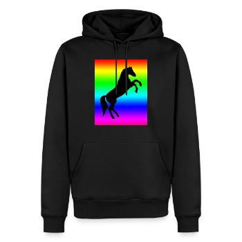 Regenbogen Pferd - Männer Premium Bio Hoodie - Schwarz - Vorne - Nico (187cm)