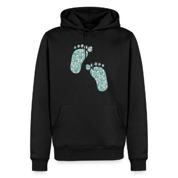 Liberty Fußabdrücke türkis - Männer Premium Bio Hoodie - Schwarz - Vorne - Nico (187cm)