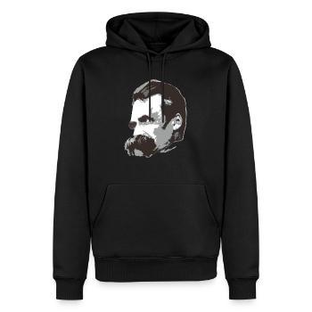Nietzsche (3farbig) - Männer Premium Bio Hoodie - Schwarz - Vorne - Nico (187cm)