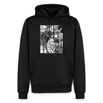 Two donkeys - Men’s Premium Organic Hoodie - black - Front - Nico (187cm)