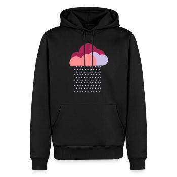 Lila Wolken, Wir lieben buntes Wetter! Regen Wolke - Männer Premium Bio Hoodie - Schwarz - Vorne - Nico (187cm)