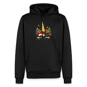 Weihnachts-Einhorn - Männer Premium Bio Hoodie - Schwarz - Vorne - Nico (187cm)