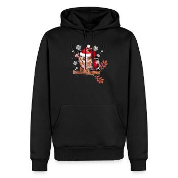 Chouette Noël - Sweat à capuche Premium bio Homme - noir - Devant - Nico (187cm)