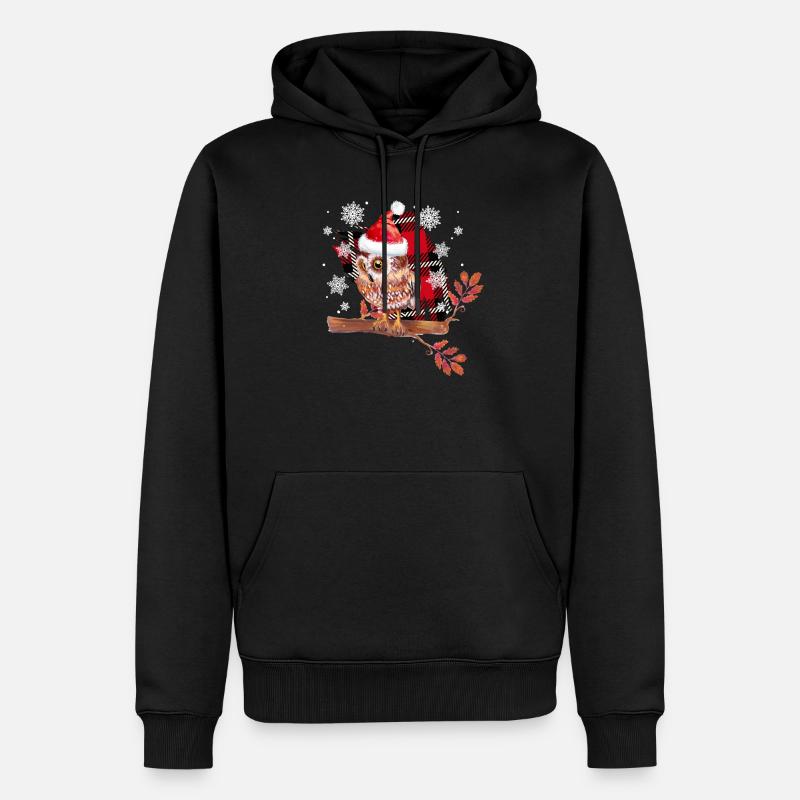 Eule Weihnachten - Männer Premium Bio Hoodie - Schwarz