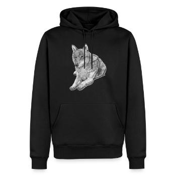 Wolf - Männer Premium Bio Hoodie - Schwarz - Vorne - Nico (187cm)