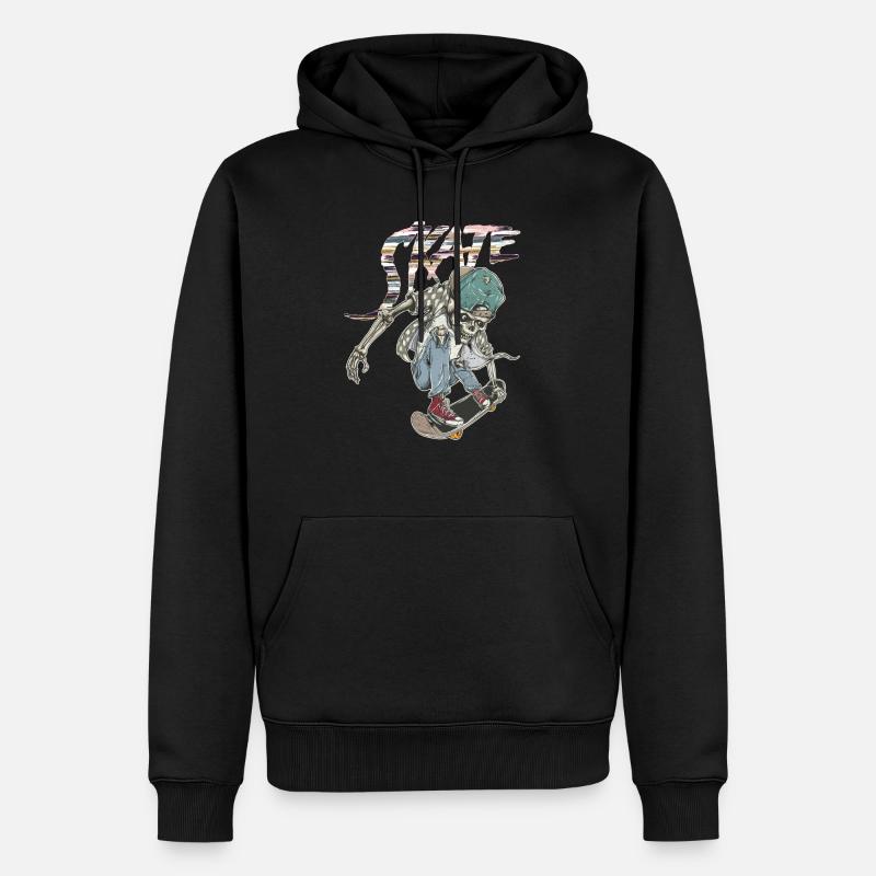 Skate Schädel - Männer Premium Bio Hoodie - Schwarz