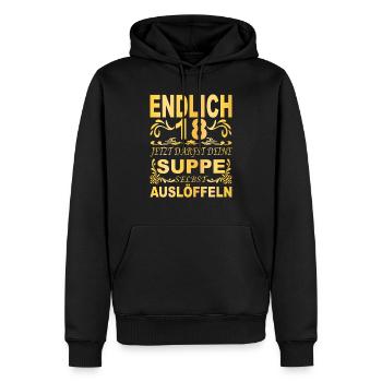 Endlich 18 18.Geburtstag Geschenk Junge Mädchen - Männer Premium Bio Hoodie - Schwarz - Vorne - Nico (187cm)