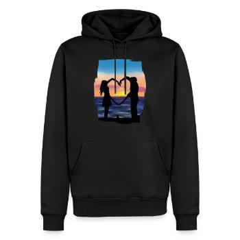 saint valentin romantique - Sweat à capuche Premium bio Homme - noir - Devant - Nico (187cm)