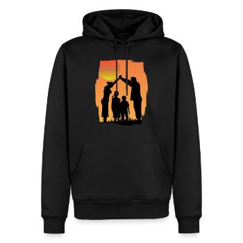 FAMILLE - Sweat à capuche Premium bio Homme - noir - Devant - Nico (187cm)