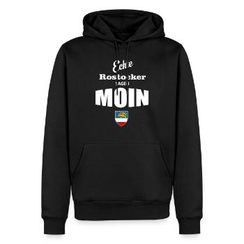 Rostock - Echte Rostocker sagen Moin - Männer Premium Bio Hoodie - Schwarz - Vorne - Nico (187cm)