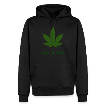 254 - Cannabis, 100% Bio - Männer Premium Bio Hoodie - Schwarz - Vorne - Nico (187cm)