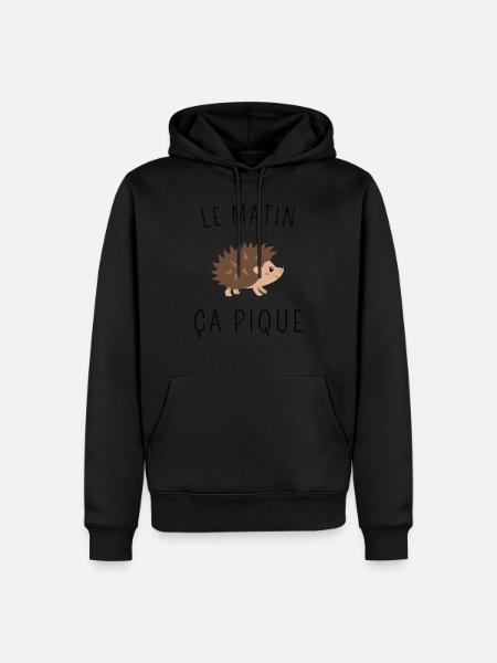 Le matin ça pique ! - Sweat à capuche Premium bio Homme - noir