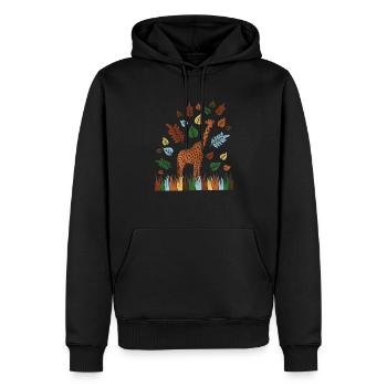 Douce girafe - Sweat à capuche Premium bio Homme - noir - Devant - Nico (187cm)