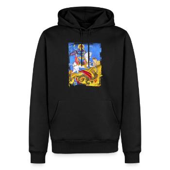 orthodoxes Fresko - Männer Premium Bio Hoodie - Schwarz - Vorne - Nico (187cm)