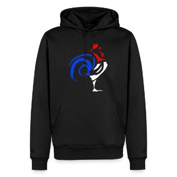 coq français - Sweat à capuche Premium bio Homme - noir - Devant - Nico (187cm)