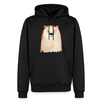 Ours Hilda - Sweat à capuche Premium bio Homme - noir - Devant - Nico (187cm)