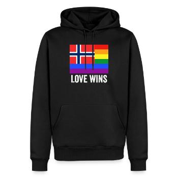 Oslo Pride Love gewinnt - Männer Premium Bio Hoodie - Schwarz - Vorne - Nico (187cm)