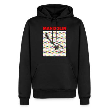 Mandolin (rote Schrift, bunte Punkte) - Männer Premium Bio Hoodie - Schwarz - Vorne - Nico (187cm)