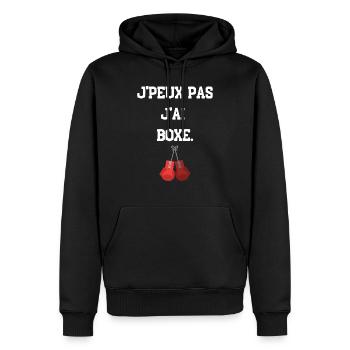 Je peux pas j'ai boxe - T-shirt j'peux pas boxe - Sweat à capuche Premium bio Homme - noir - Devant - Nico (187cm)