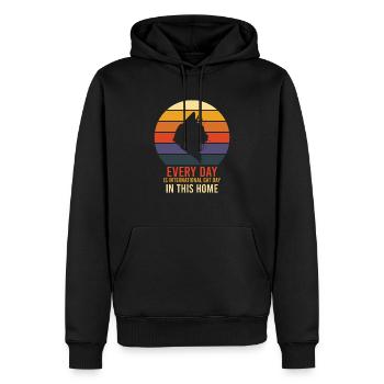international cat day - Men’s Premium Organic Hoodie - black - Front - Nico (187cm)