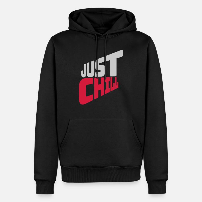 Just Chill Text Logo - Sweat à capuche Premium bio Homme - noir