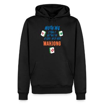 Nichts steht zwischen AGirl und ihrem Mahjong Funn - Männer Premium Bio Hoodie - Schwarz - Vorne - Nico (187cm)