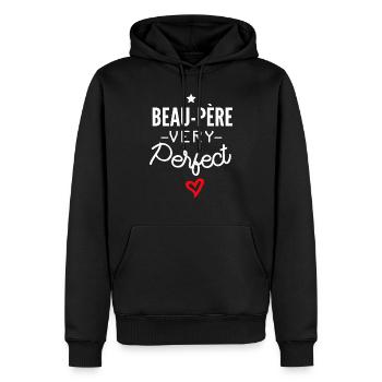 Beau-père parfait / Beau-père very perfect - Sweat à capuche Premium bio Homme - noir - Devant - Nico (187cm)