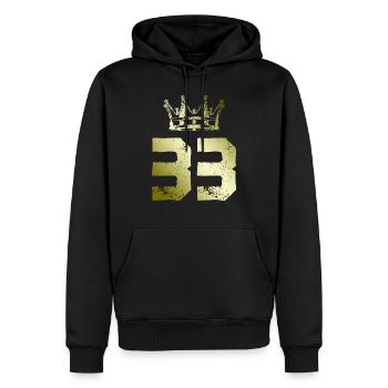 33 Zahl Krone - Männer Premium Bio Hoodie - Schwarz - Vorne - Nico (187cm)