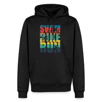 Schwimmen Biken Laufen - Männer Premium Bio Hoodie - Schwarz - Vorne - Nico (187cm)